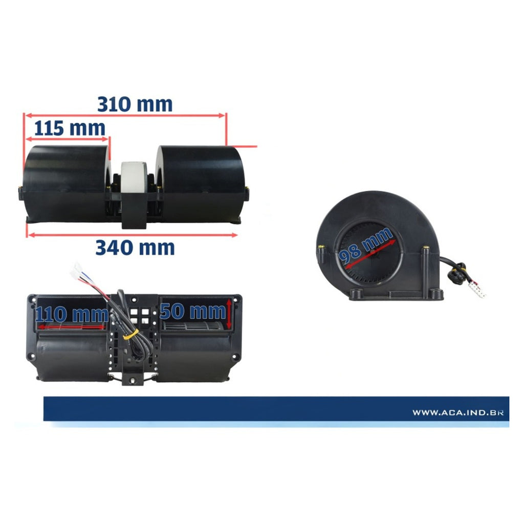 SKU 420865.VM - Ventilador da Caixa Universal para Ar Condicionado Elétrico VM2800 mini 24v Volvo FH [Teto Menor] 3V 24v 125mm