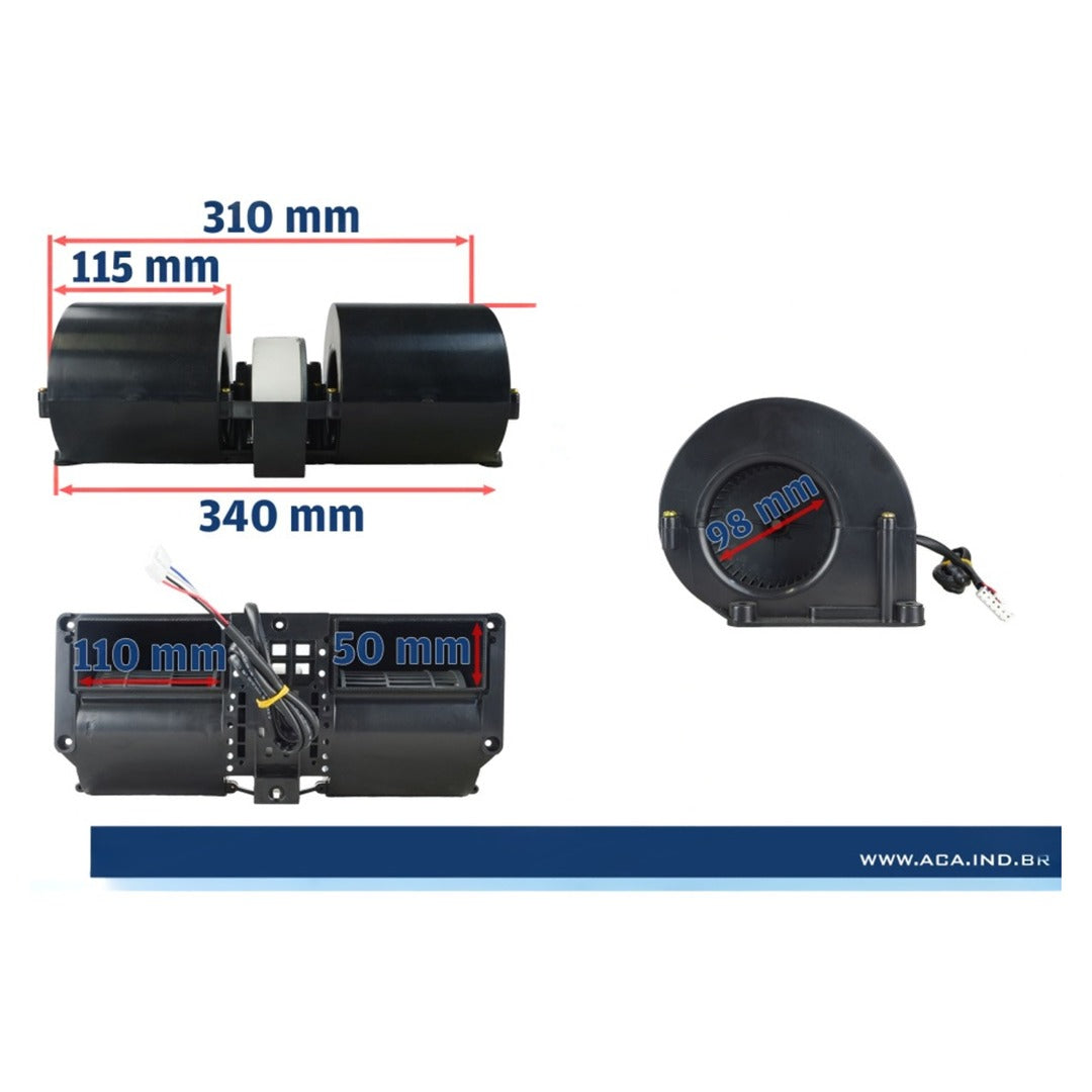 SKU 420865.VM - Ventilador da Caixa Universal para Ar Condicionado Elétrico VM2800 mini 24v Volvo FH [Teto Menor] 3V 24v 125mm