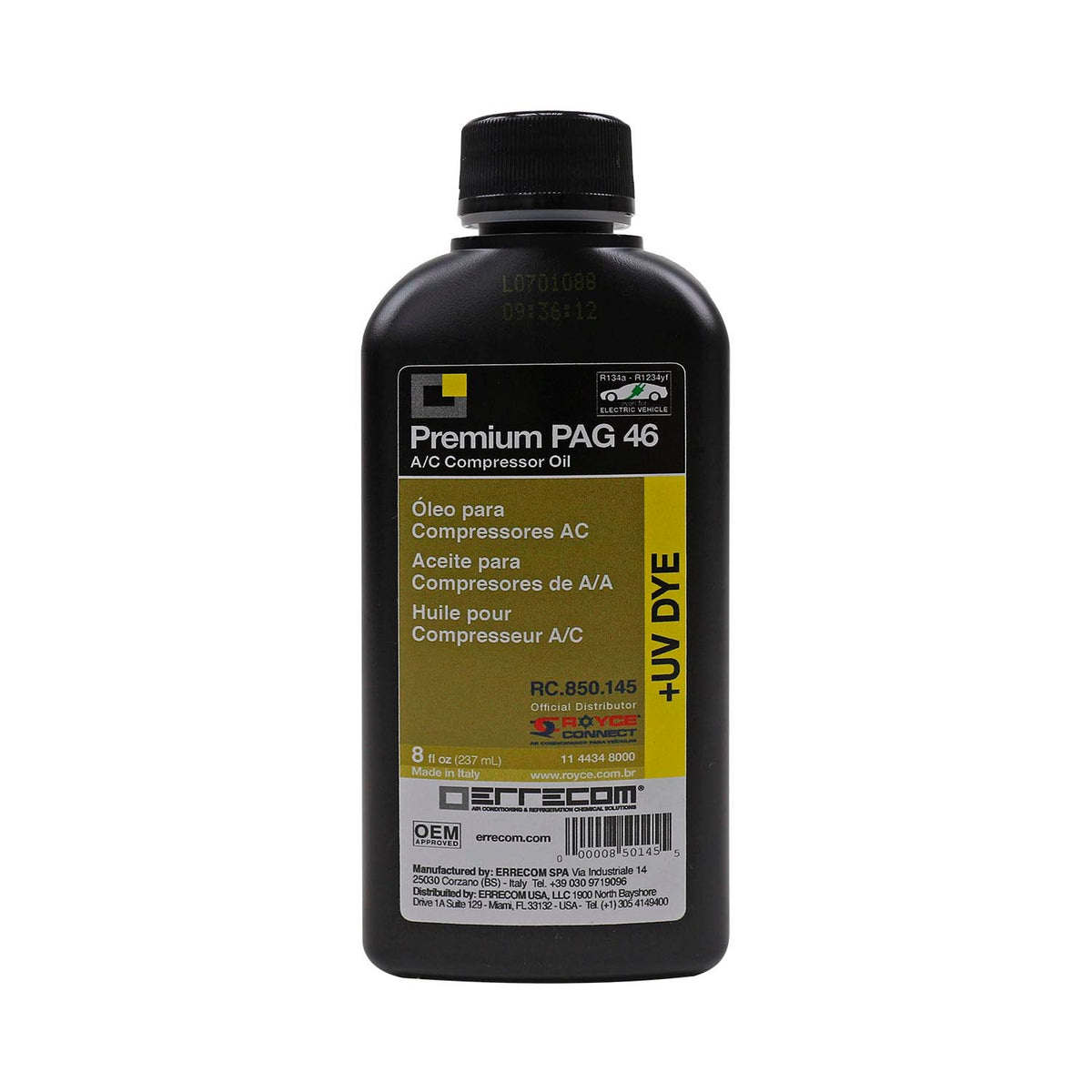 SKU 350535.VM - Óleo PAG46 Sintetico para Gás R134a 237ml [com Contraste] [Errecon]